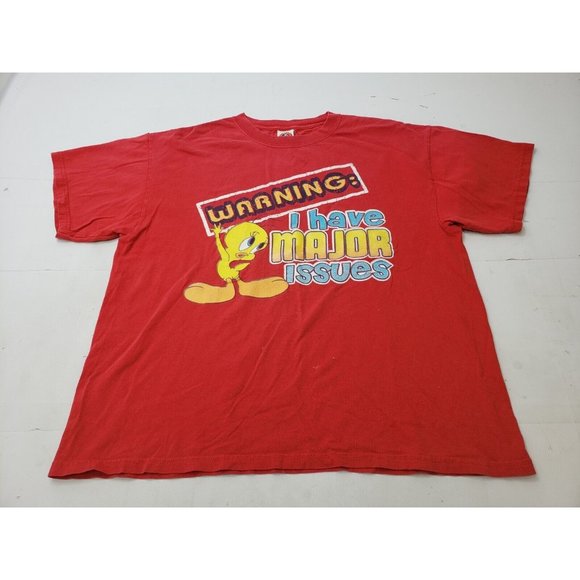 Looney Tunes Tweety Bird Adult T-Shirt Graphic 100% Cotton Red Size XL Vintage - Picture 1 of 12